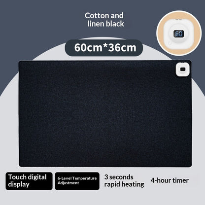 Black heated desk mat, 24 x 14 in, touch display controls (variant photo)