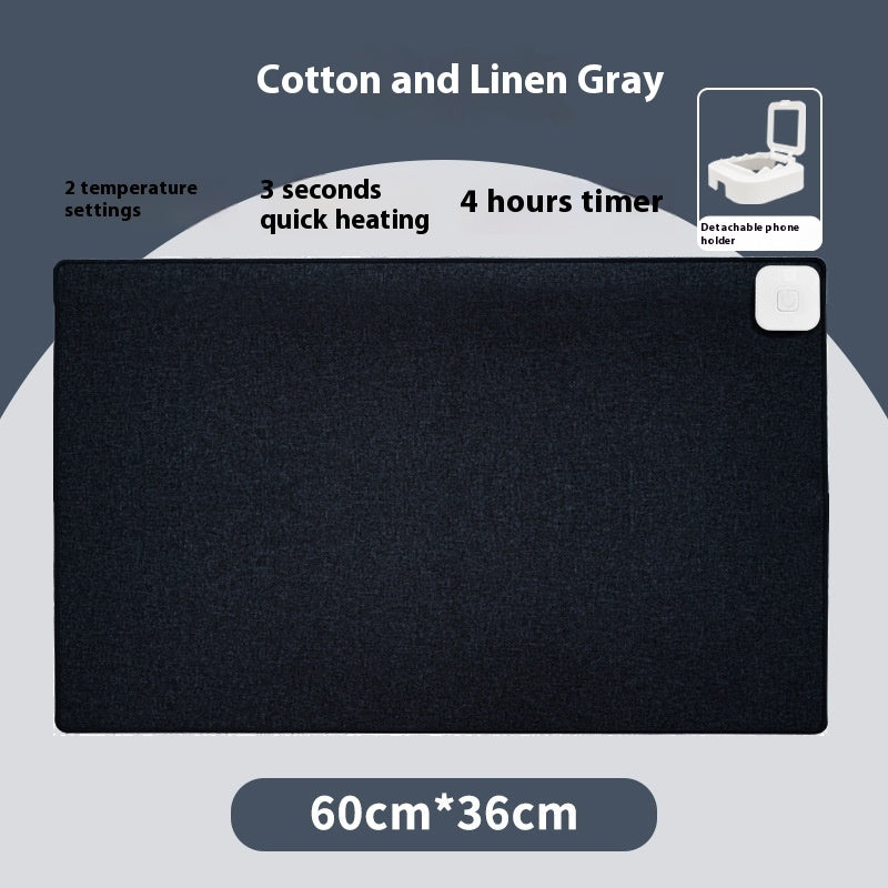 Black heated desk mat, 24 x 14 in, button controls with 4-hour timer (variant photo)