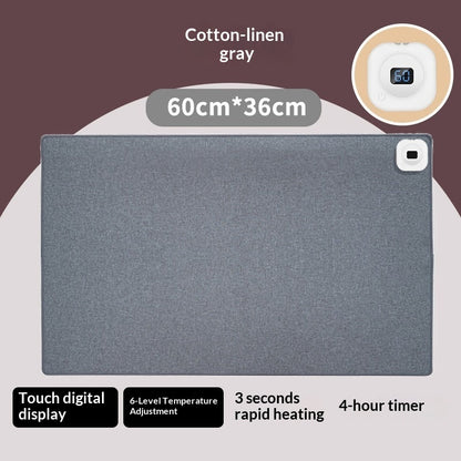 Gray heated desk mat, 24 x 14 in, touch display controls (variant photo)