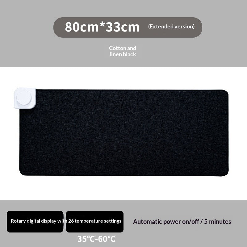 Black heated desk mat, 31 x 13 in, touch display controls (variant photo)