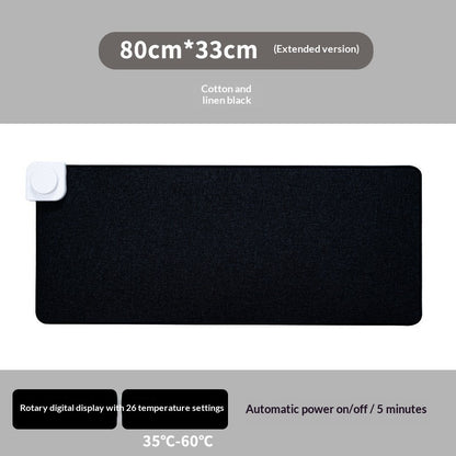 Black heated desk mat, 31 x 13 in, touch display controls (variant photo)